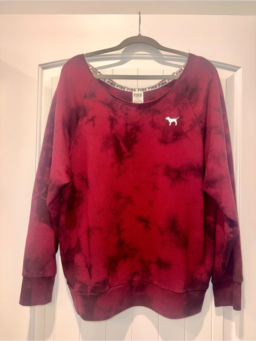 PINK Victoria's Secret Maroon Tie-Dye Pullover Sweatshirt